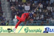 Nuwan Thushara of Royal Challengers Bengaluru bowls during the 2025 IPL match between Lucknow Super Giants and Royal Challengers Bengaluru at Ekana Cricket Stadium on May 27, 2025, in Lucknow, India. (Photo by Surjeet Yadav/MB Media/Getty Images)